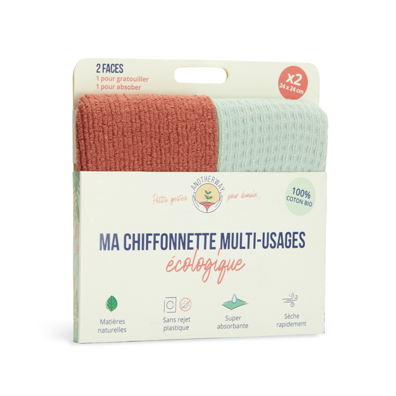Chiffonnettes en coton bio - Lot de 2