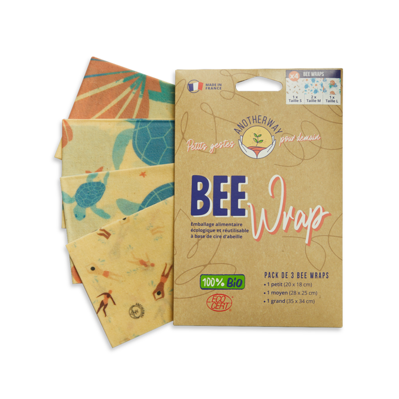 Emballages alimentaires réutilisables bio (sml) océan - 3 Pack