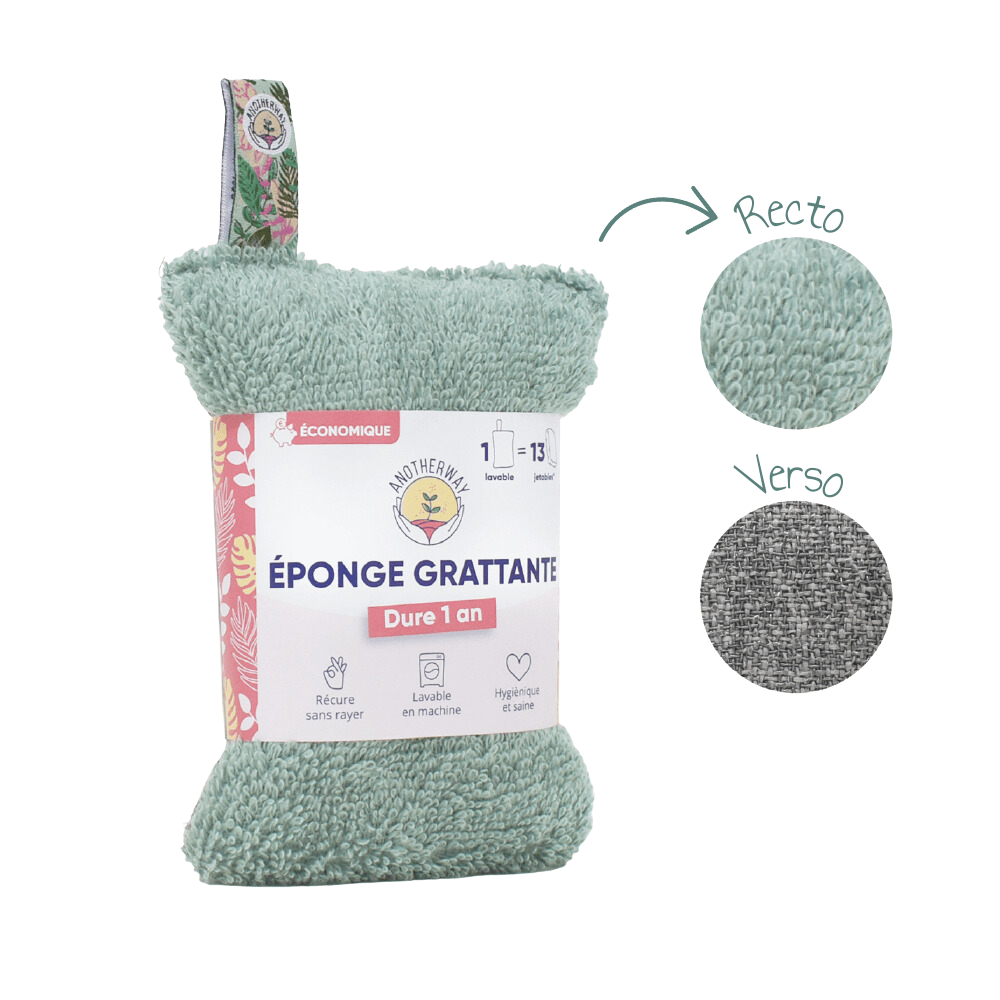 Eponge lavable et grattante verte
