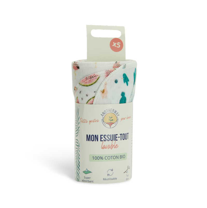 Wasbare keukenpapier doekjes - Set van 5 