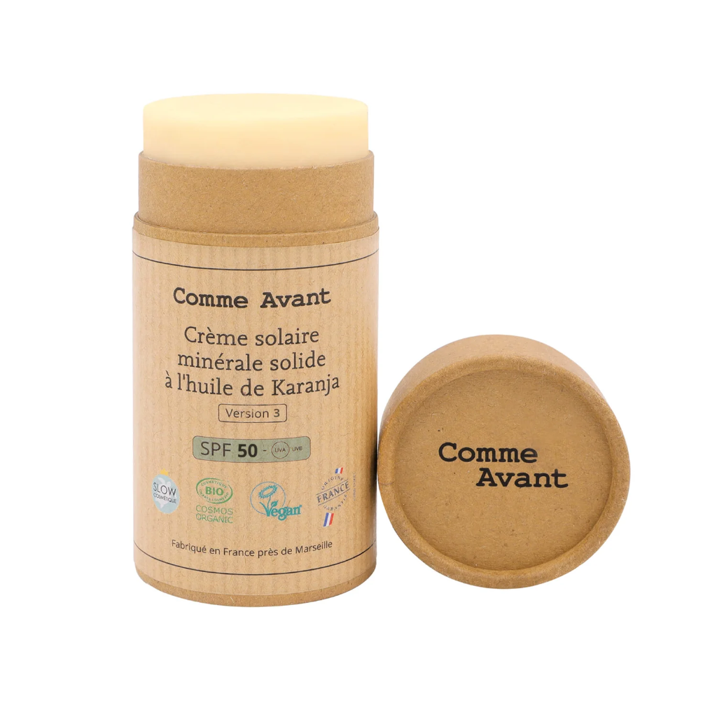 Spf50 crème solaire minérale solide à l'huile de karanja - 80 g 