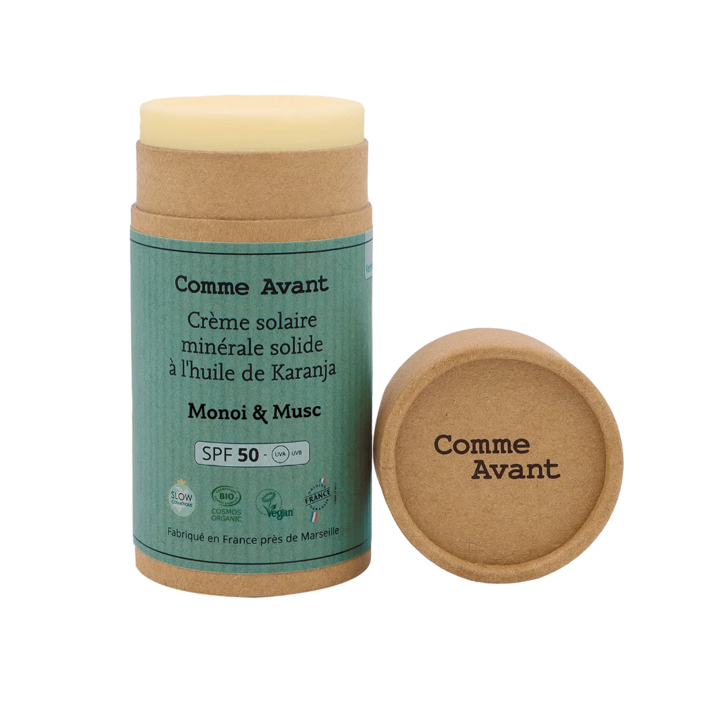 Spf50 crème solaire minérale solide monoï & Musc - 80 g