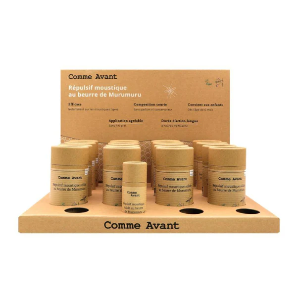 Présentoir de 16 répulsifs moustique + 1 produit de présentation offert
