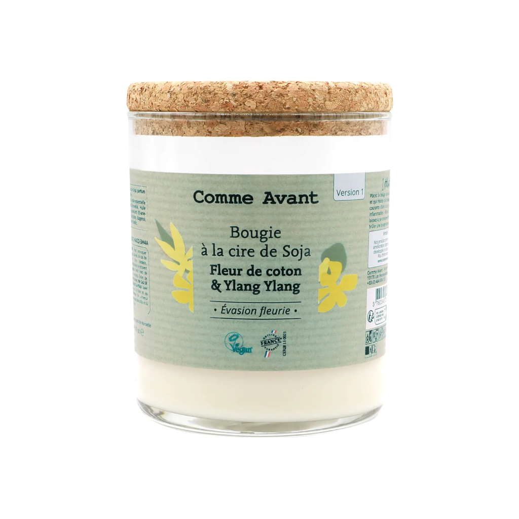 Soy wax scented candle - cotton flower & ylang ylang - 190 g (40h)