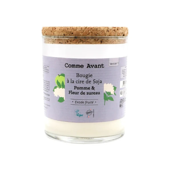 Bougie parfumée à la cire de soja - pomme & fleur de sureau - 190 g (40h)