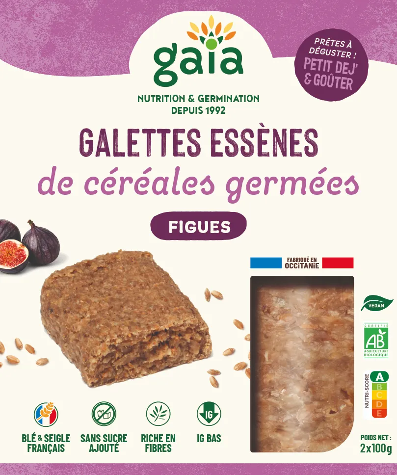 Essene crackers made from sprouted grains and organic figs, 2 x 100 g