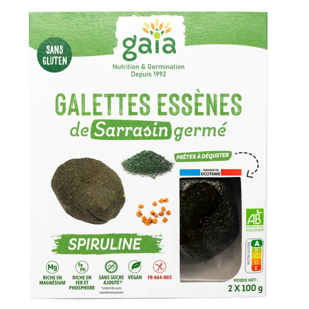 Essene buckwheat crackers with spirulina 2 x 100 g