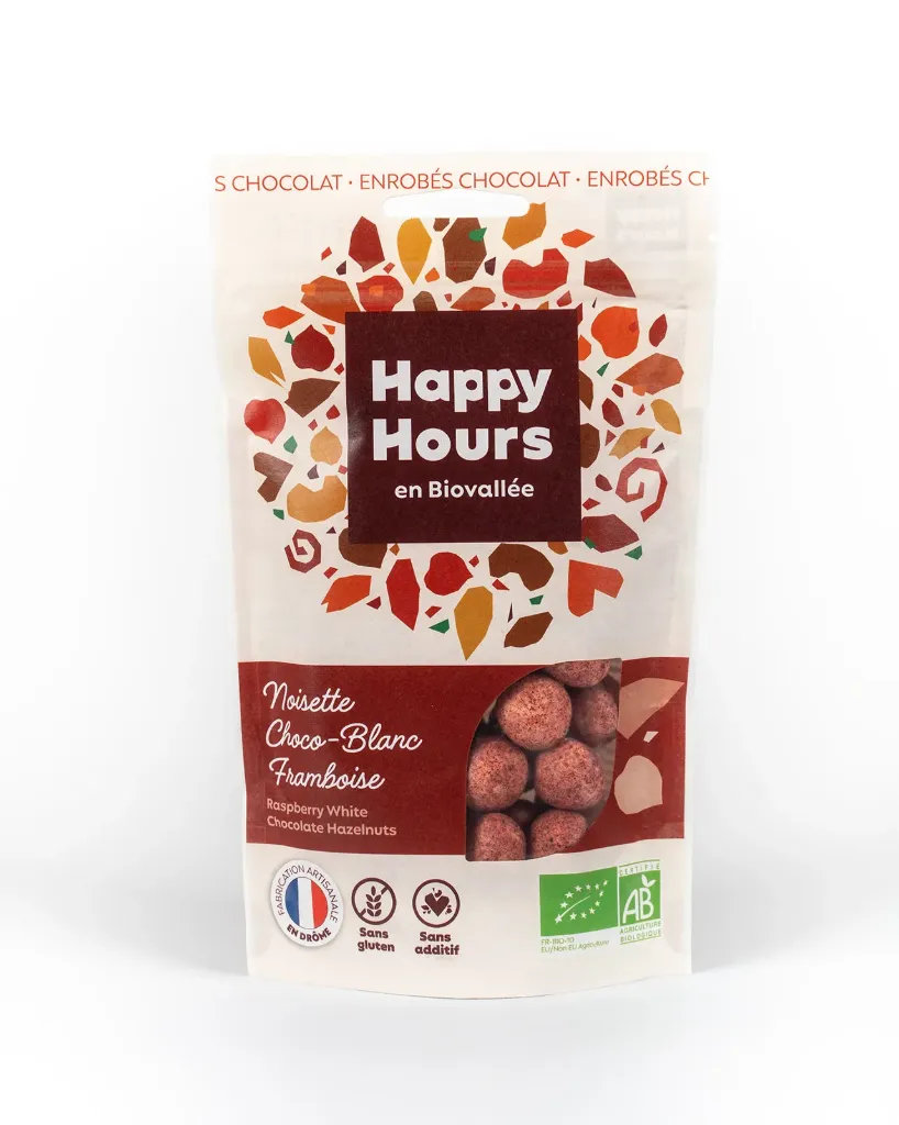 Sachet Noisette chocolat blanc framboise - 115 gr