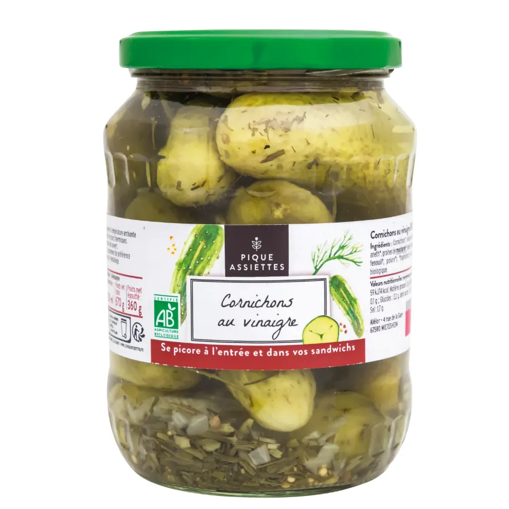 Cornichons au vinaigre bio - 720 ml - 360 g