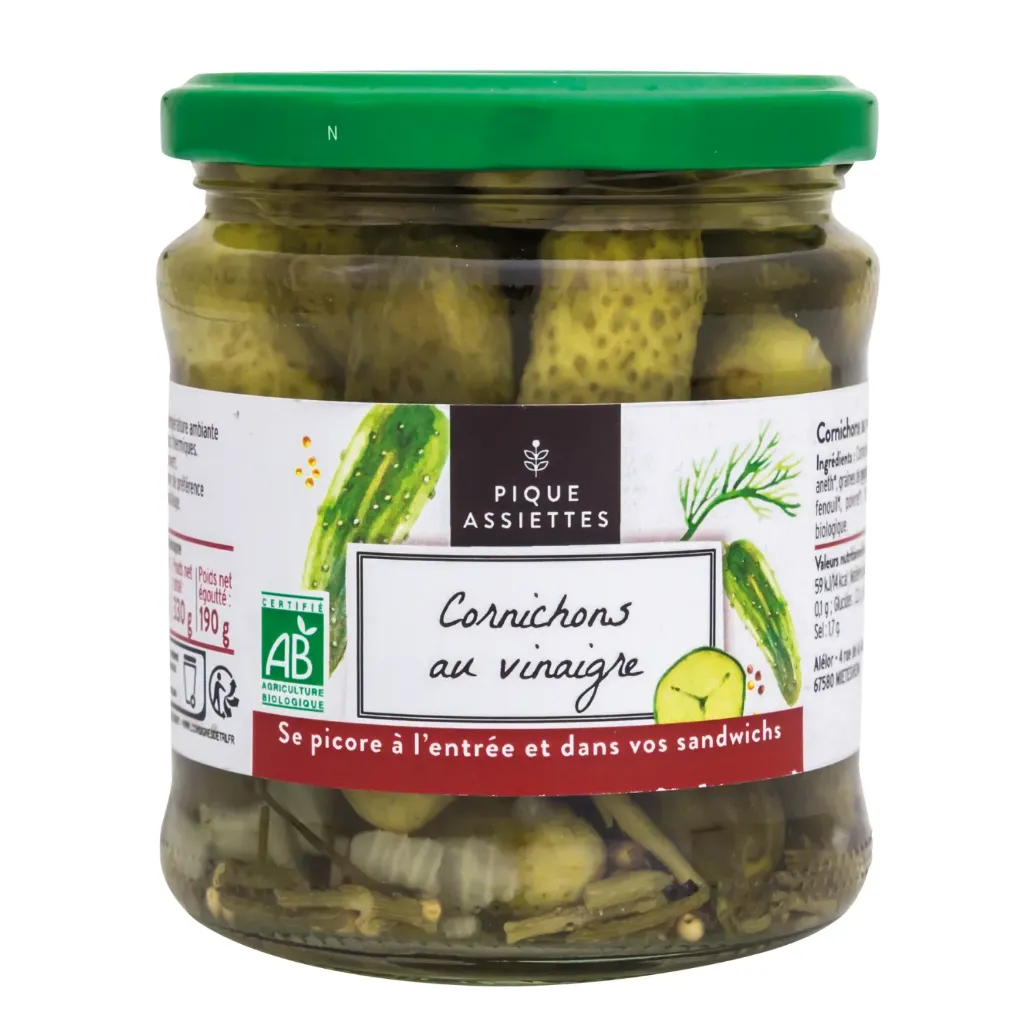 Cornichons au vinaigre bio - 370 ml - 190gr