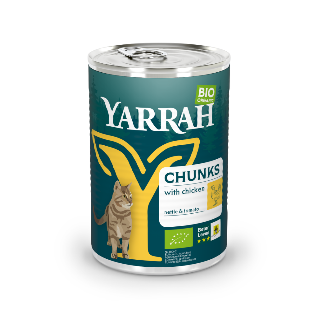 Kattenvoer Brokjes in saus kip met brandnetel en tomaat - 405g