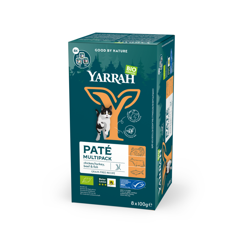 Chats multipack patés boeuf, poulet, saumon - 8x100g