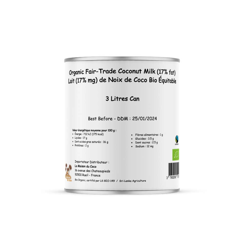 Kokosmelk 17% mg Fairtrade BIB - 5L