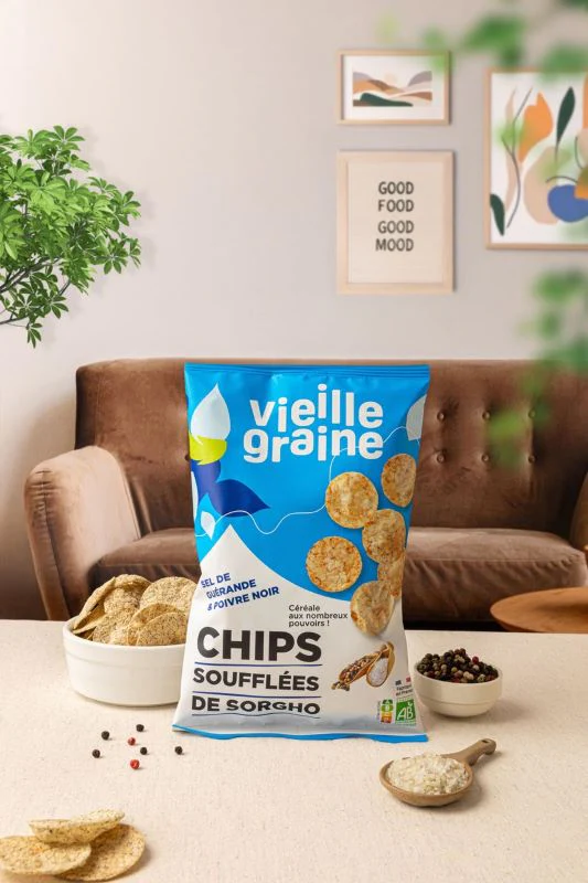 Gepofte sorghum chips met zout en peper - 60 g