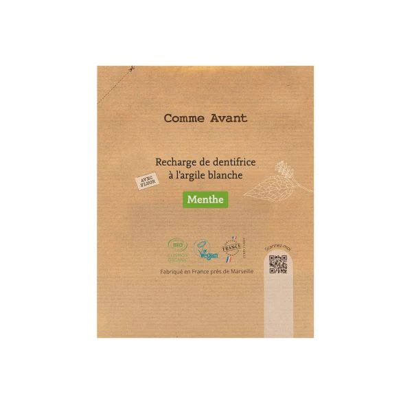 Dentifrice en pâte à l'argile blanche - Menthe (recharge) 180 ml