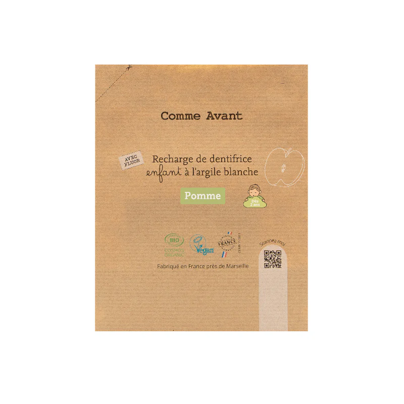 Dentifrice en pâte à l'argile blanche - Pomme (recharge) 180 ml