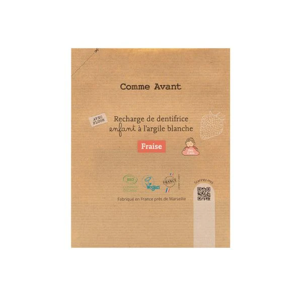 Dentifrice en pâte à l'argile blanche - Fraise (recharge) 180 ml