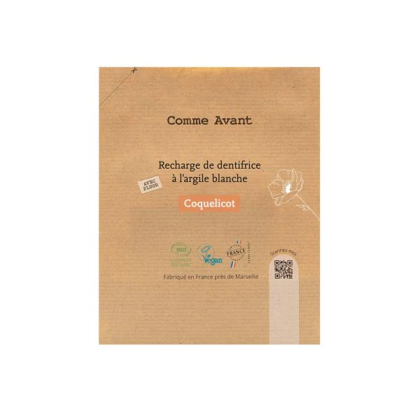 Dentifrice en pâte à l'argile blanche - Coquelicot (recharge) 180 ml