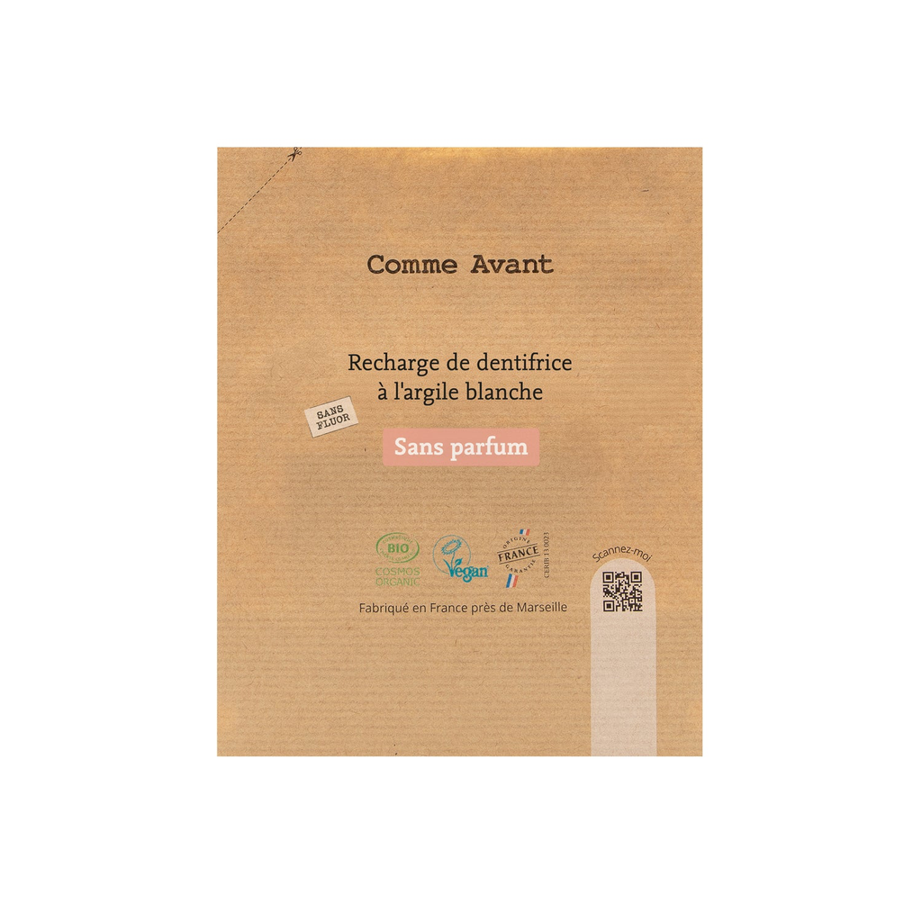Dentifrice en pâte à l'argile blanche - Sans parfum (recharge) 180 ml