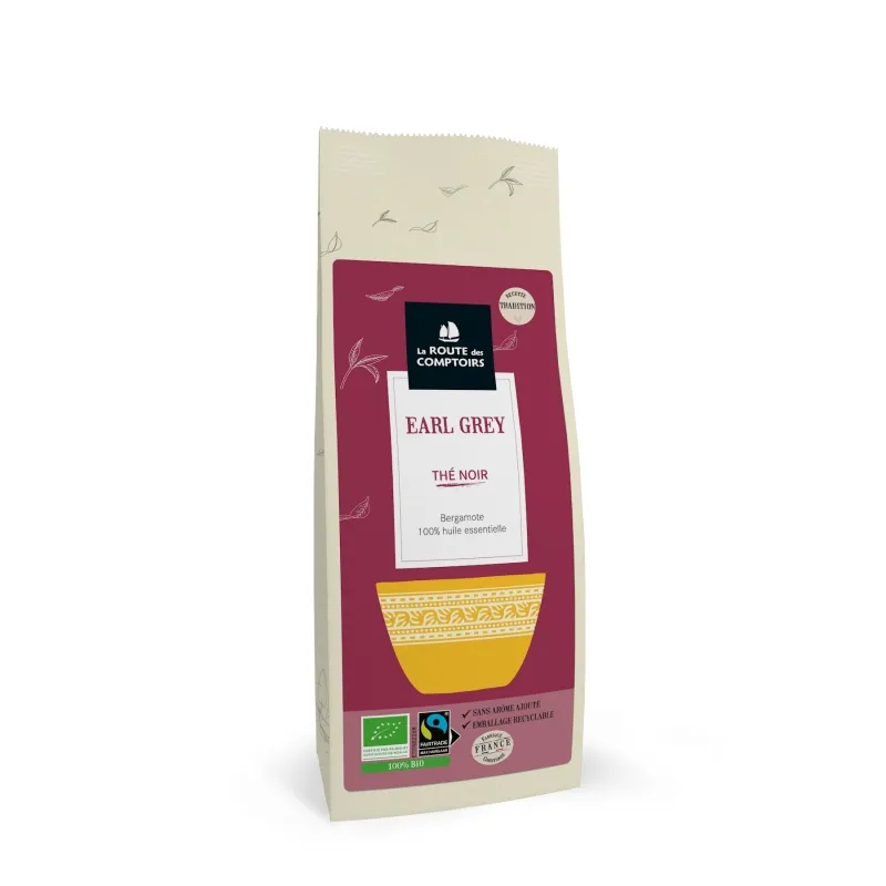 Thés noirs earl grey aux écorces de bergamote - sachet 100 g