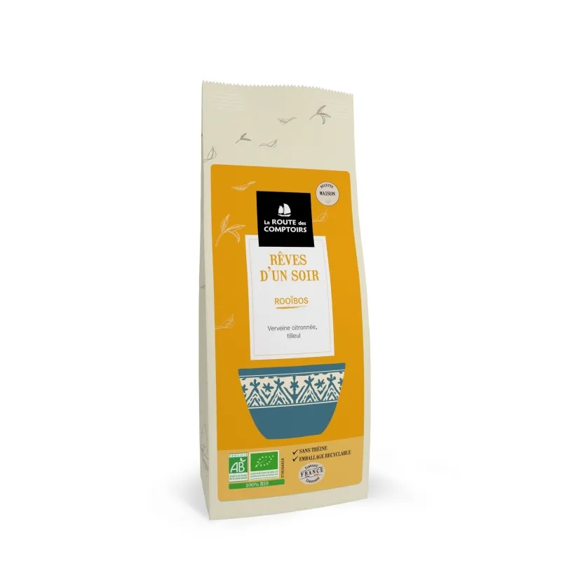 ROOÏBOS SANS ARÔME AJOUTÉ - RÊVE D'UN SOIR - Verveine citronnée. tilleul sachet 100 g