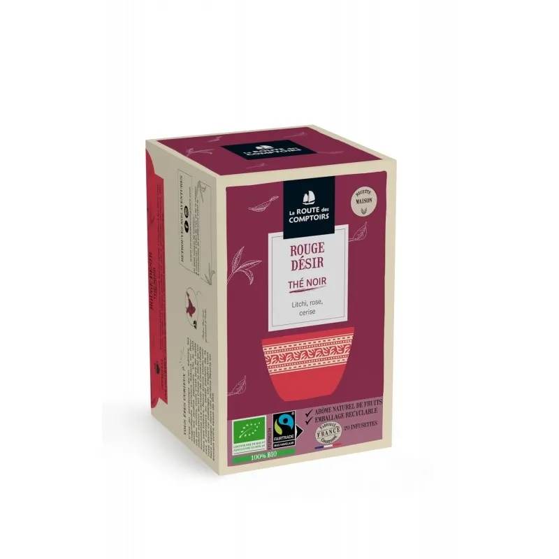 Thés noirs rouge désir (rose, litchi, cerise) - 20 infusettes