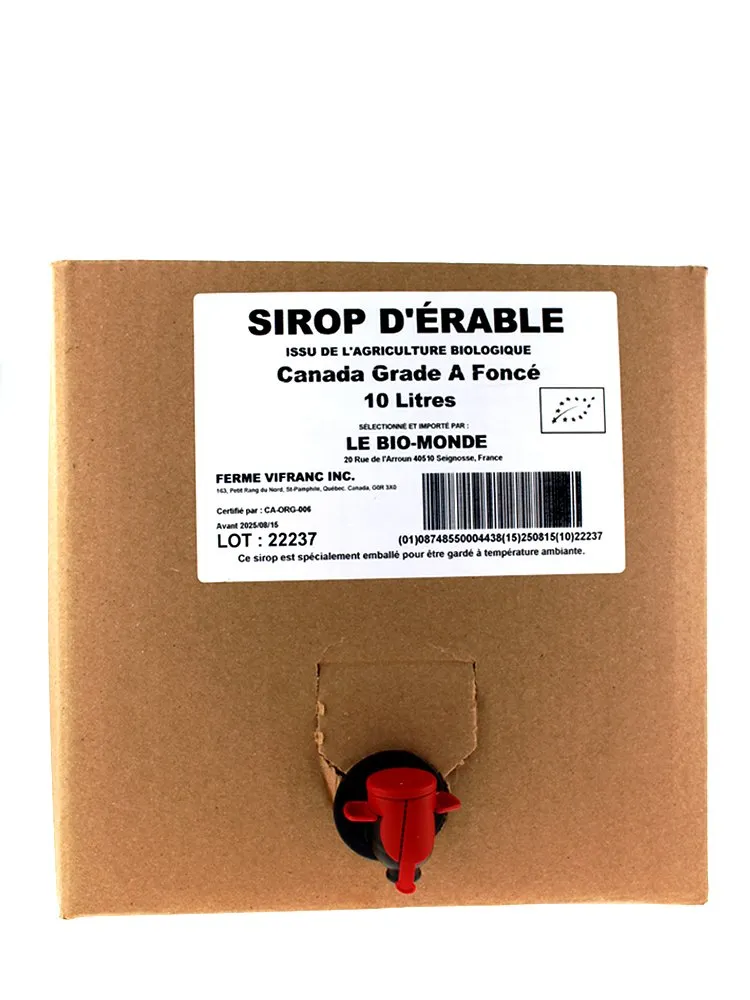 Ahornsiroop (klasse A - amberkleurig) - Bag-in-box 10 l