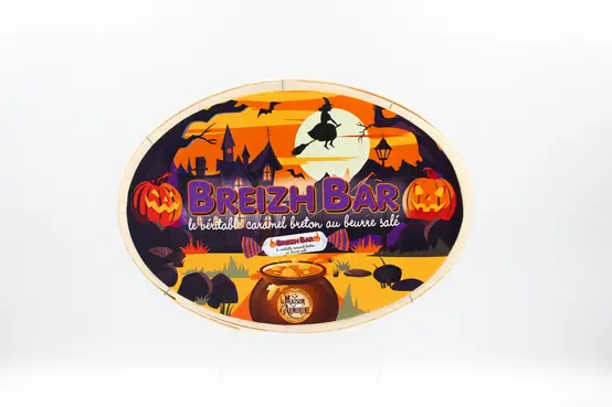 Boite ovale bois Breizh Bar avec papillote HALLOWEEN - 200 g