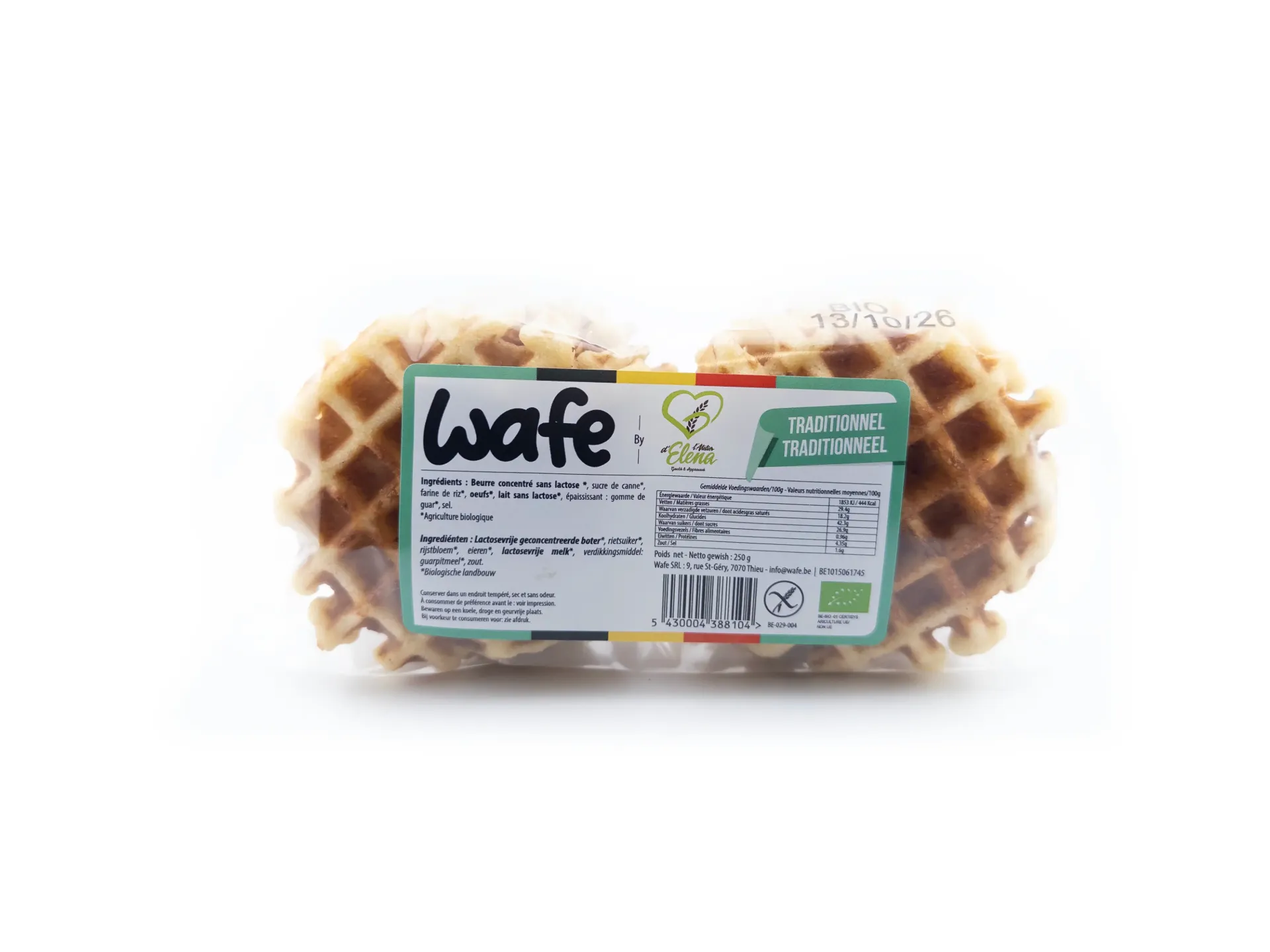 Wafels rietsuiker glutenvrij en lactosevrij - 250 g 