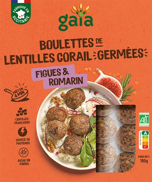 Sprouted red lentil balls with figs & rosemary - 190 g (fresh product)