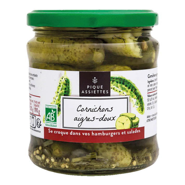 Organic sweet and sour gherkins - 370 ml - 190 g