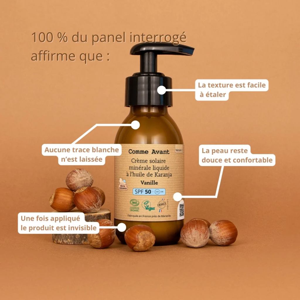 Spf50 crème solaire minérale liquide vanille - 105 ml