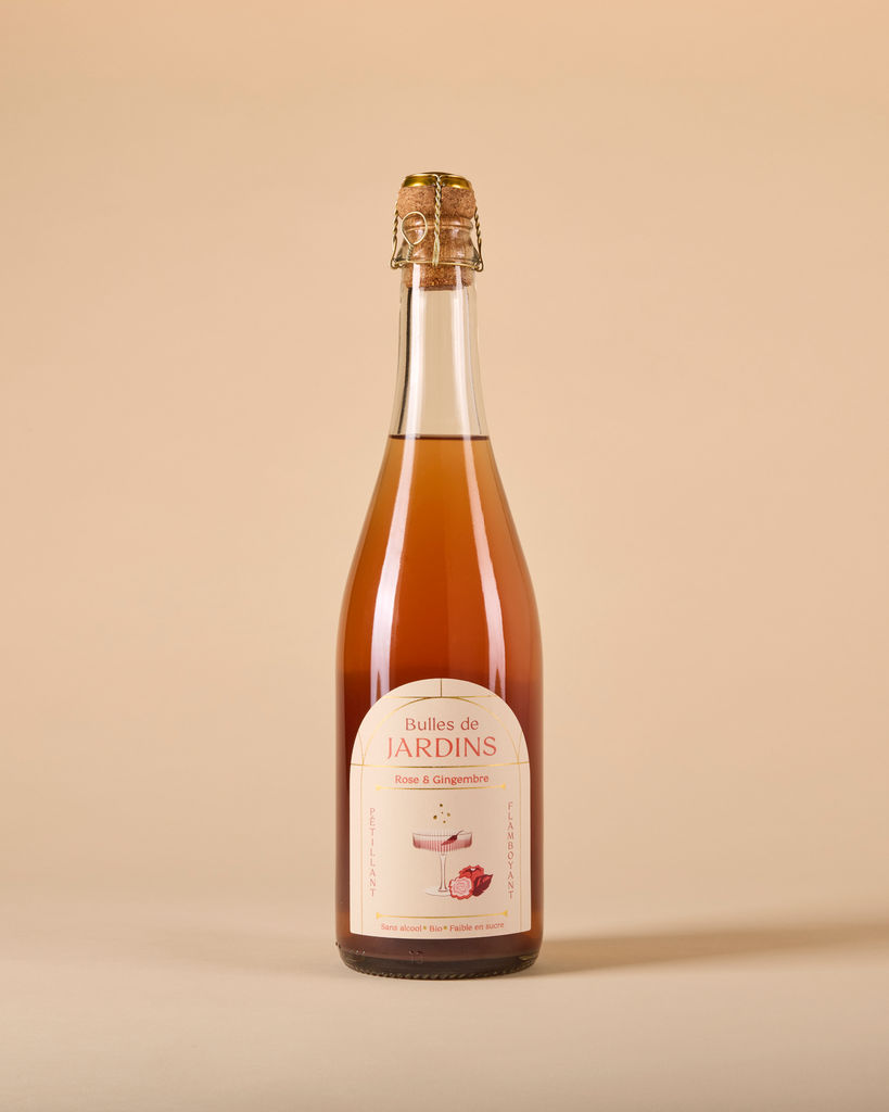 Biologisch alcoholvrij bruisend roze & gember (tuinbubbels) - 75 cl
