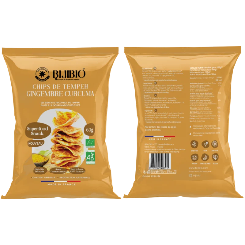 Chips Tempeh Bio Curcuma Gingembre - 60 gr