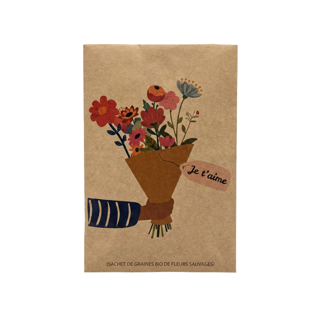 Sachet message : Je t'aime - bouquet