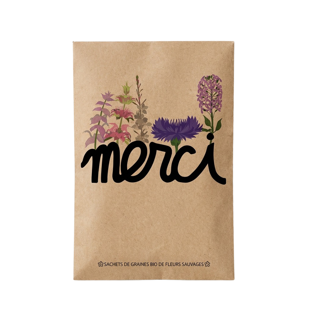 Sachet message : Merci - fleurs