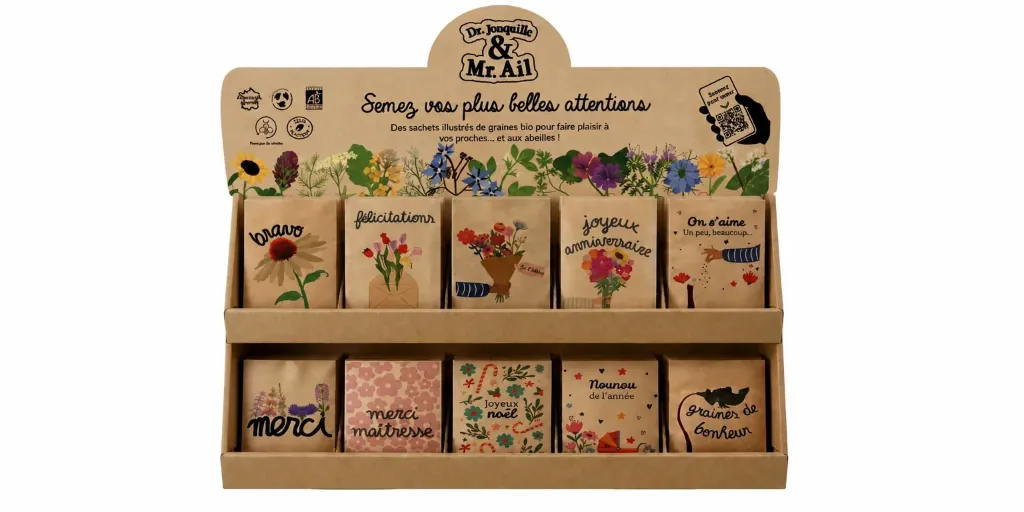 Présentoir sachets à message 10 facing