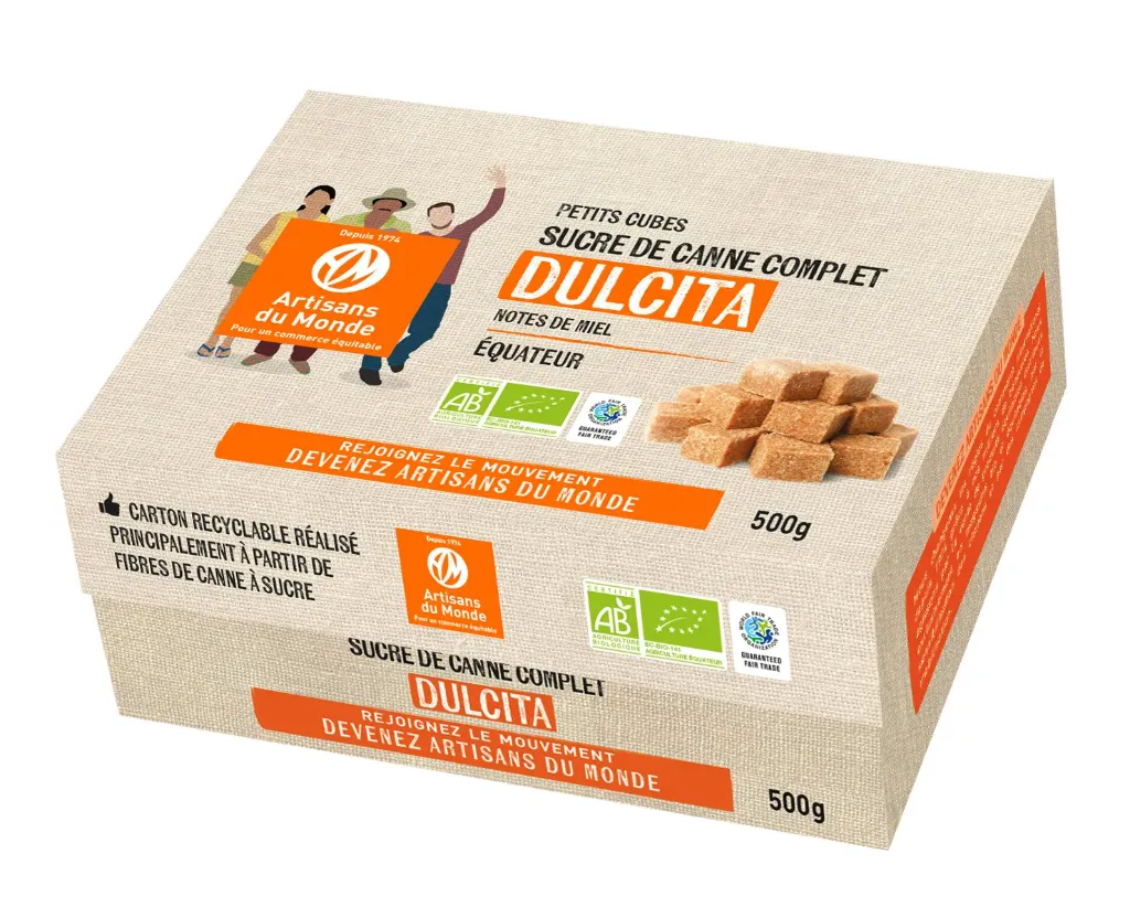 Sucre de canne complet Dulcita d'Equateur en morceaux, 500g